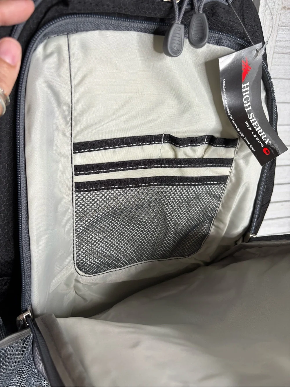High Sierra Curve Backpack Black Gray Calabrio Tech Daypack NWT